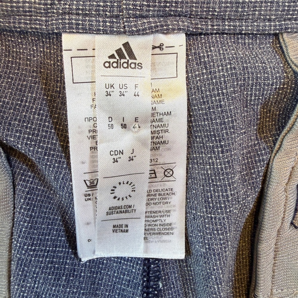 Adidas Golf Shorts Mens 34 Blue Heather Performance Athletic Flat Front 9 Inseam - Picture 5 of 6